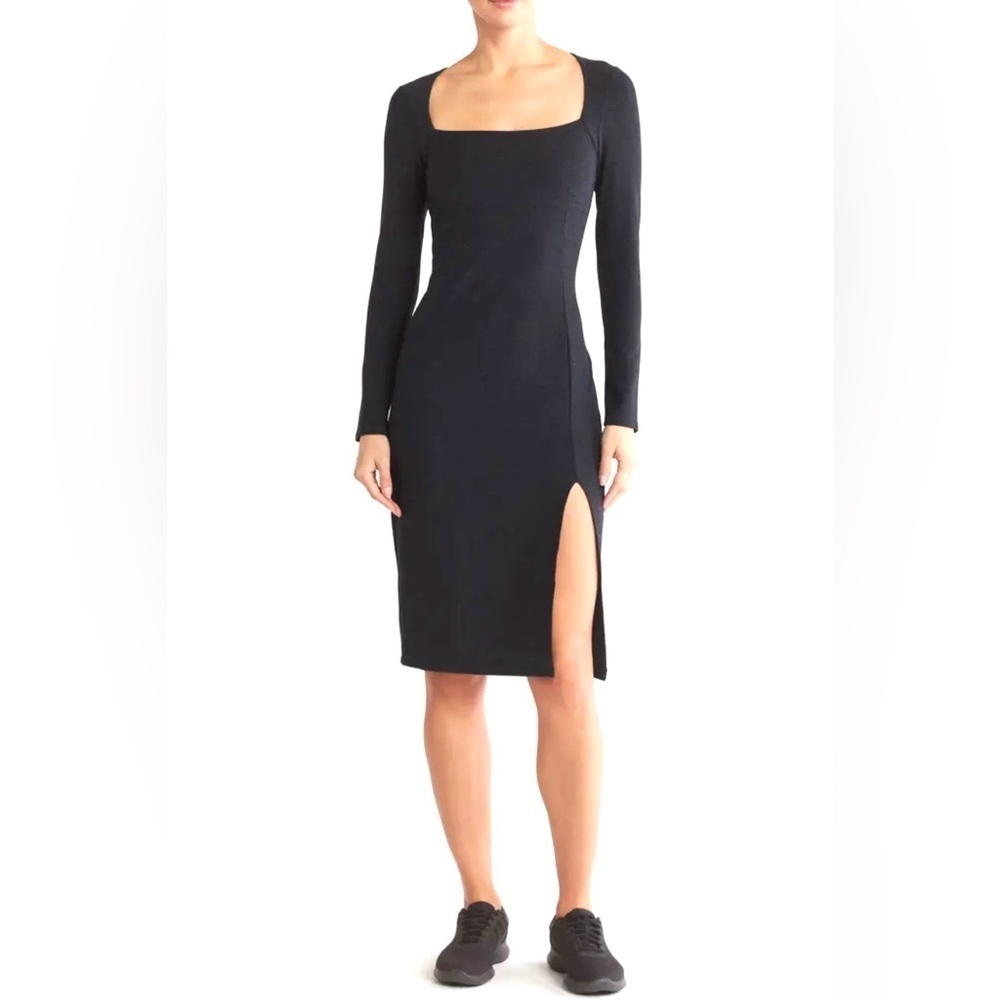 Beyond Yoga BLUE Impress Space Dye Long Sleeve Midi Dress Size S - Picture 6 of 6